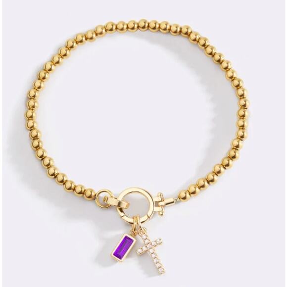 RETAIL $80 Mint & Lilly Cross Charm Birthstone Bracelet*Amethyst February - Picture 2 of 2